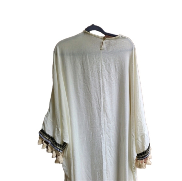 Cream Kaftan with Tassel Sleeves - Picture 3 of 5